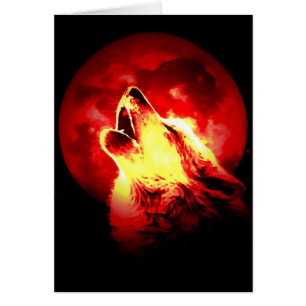 Wolf Howling en Red Night Card
