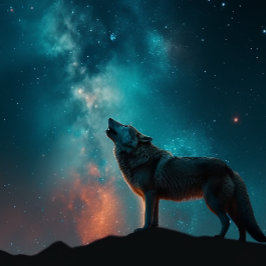 Wolf Howling en un rompecabezas azul nebuloso