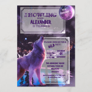 Wolf Howling Invitación de cumpleaños a Hallowee