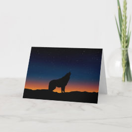 Wolf Howling Silhouette en la tarjeta de felicitac