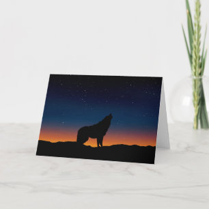 Wolf Howling Silhouette en la tarjeta de felicitac