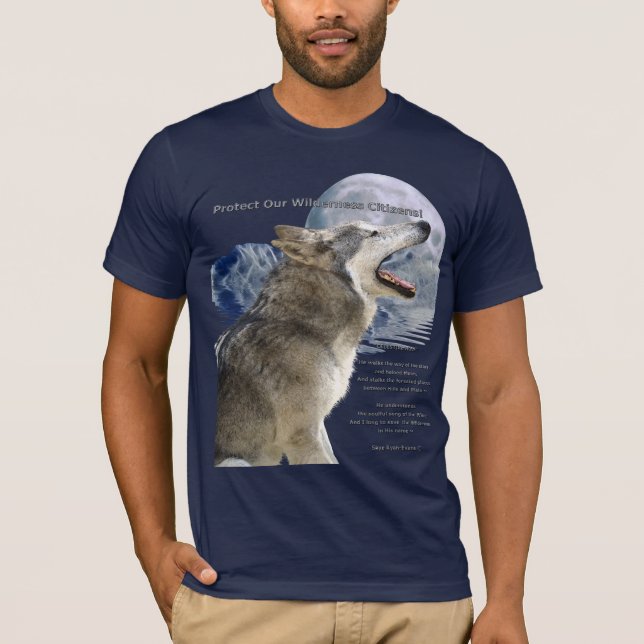 WOLF, Luna, Montañas y camiseta poema (Anverso)