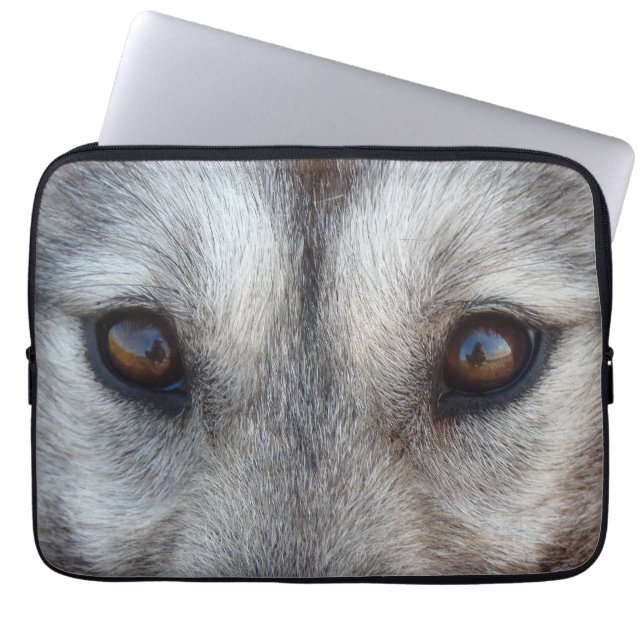 Wolf Pup Funda de laptops Siberian Wolf Pup Ojos R (Frente)