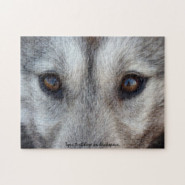Wolf Pup Puzzle Personalized Wolf Eyes Regalos (Horizontal)