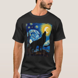Wolf Starry Night Shirt Camisetas Lobo Para Hombre