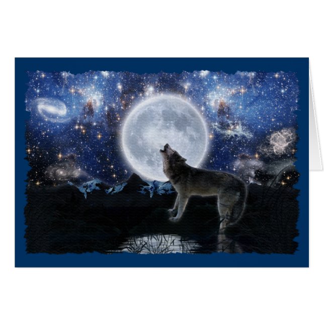 WOLF, STARS & MOON Willife Card (Anverso (Horizontal))