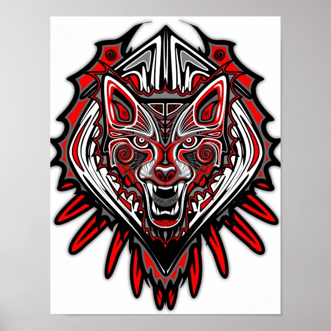 Wolf Tattoo Style Haida Poster de arte (Matte) (Frente)