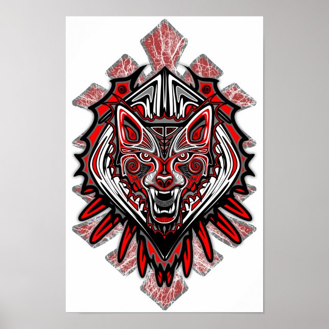 Wolf Tattoo Style Haida Poster de arte (Matte) (Frente)