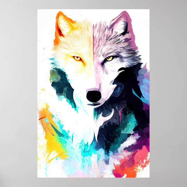 Wolf Wild Nature Color de animal Pintura de arte (Frente)