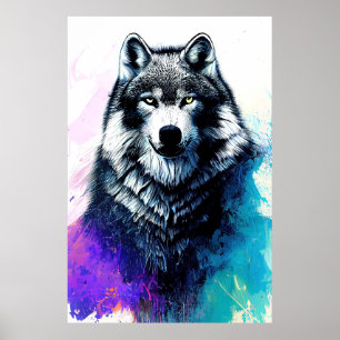 Wolf Wild Nature Color de animal Pintura de arte