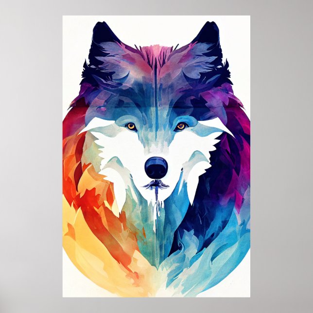 Wolf Wild Nature Color de animal Pintura de arte (Frente)