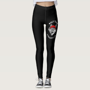 Wolf Wildlife Red Gorra Black Sport Team Leggings