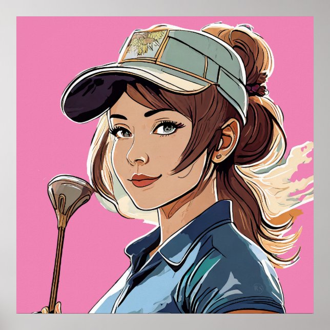 Woman Golfer - Impresión de arte de golf (Frente)