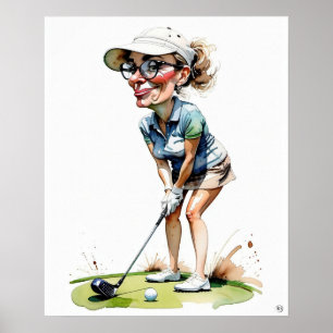 Woman Golfer - Impresión de arte de golf