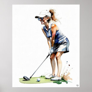Woman Golfer - Impresión de arte de golf