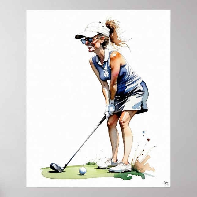Woman Golfer - Impresión de arte de golf (Frente)