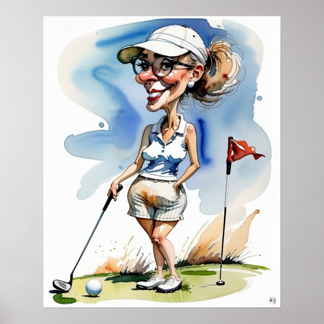 Woman Golfer - Impresión de arte de golf (Frente)