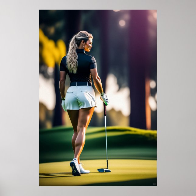 Woman Golfer - Imprimir arte de lienzo (Frente)