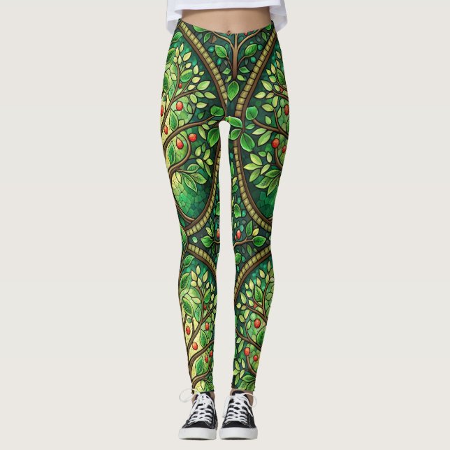 Woman wearing vibrant leggings with an intricate  (Anverso)