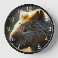 Wombat, joven australiano, reloj de pared
