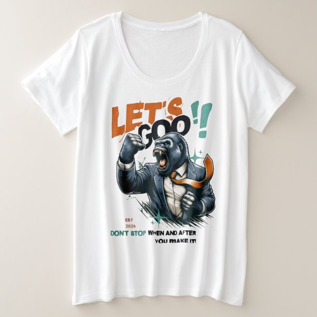 WOMEN'S LET'S GOO LESSONS LEARN PLUS SIZE TEE (Anverso del diseño)