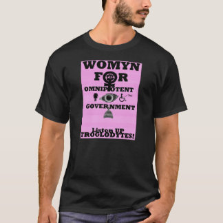 Womyn para la camiseta omnipotente del logotipo