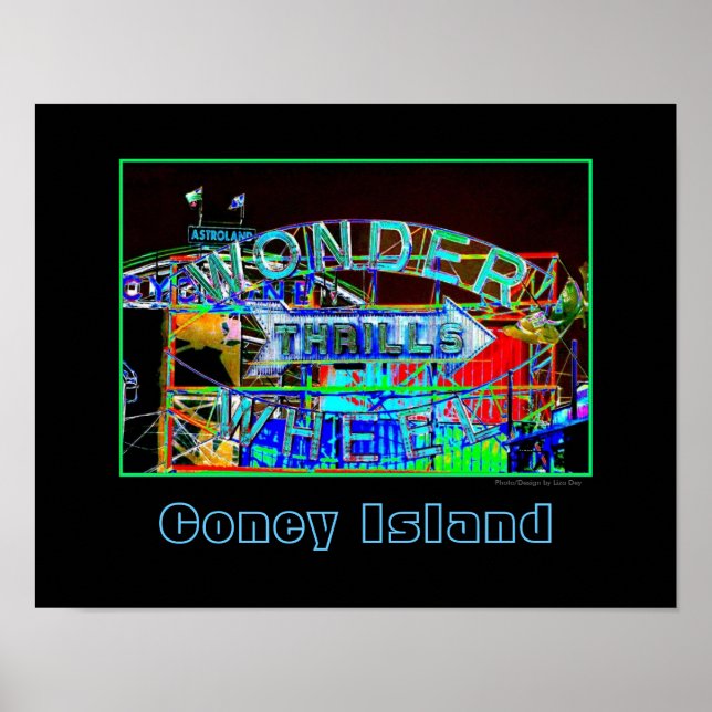 'Wonder Wheel Thrills' Póster Psicodélico (Frente)