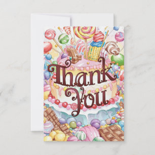 Wonderland Lollipop Candyland tarjeta de agradecim