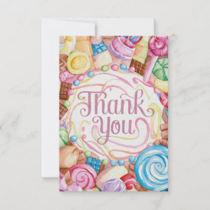 Wonderland Lollipop Candyland tarjeta de agradecim