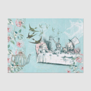 Wonderland Mad Tea Fiesta Aqua Papel Tejido Rosa