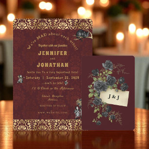 Wonderland Whimsy Gold, invitación a la boda negra