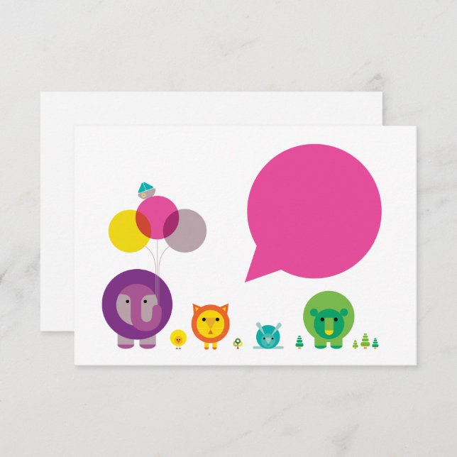 ¡Woo-Hoo! Tarjeta de la Fiesta del Zoológico (Anverso / Reverso)