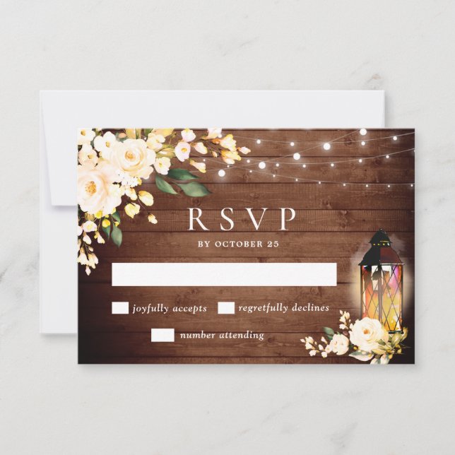 Wood & Blush Roses Greenery RSVP Card (Anverso)
