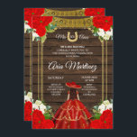Wood Charro - Invitación de la Princesa Roja Mis Q<br><div class="desc">Wood Charro - Princesa Roja Mis Quince Invitación Mis Quince Anos,  15 cumpleaños</div>