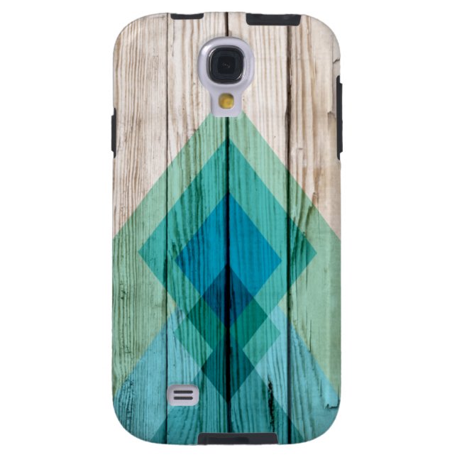 Wood Samsung galaxia s4 funda Chevron Zig Zag Trib (Atrás)