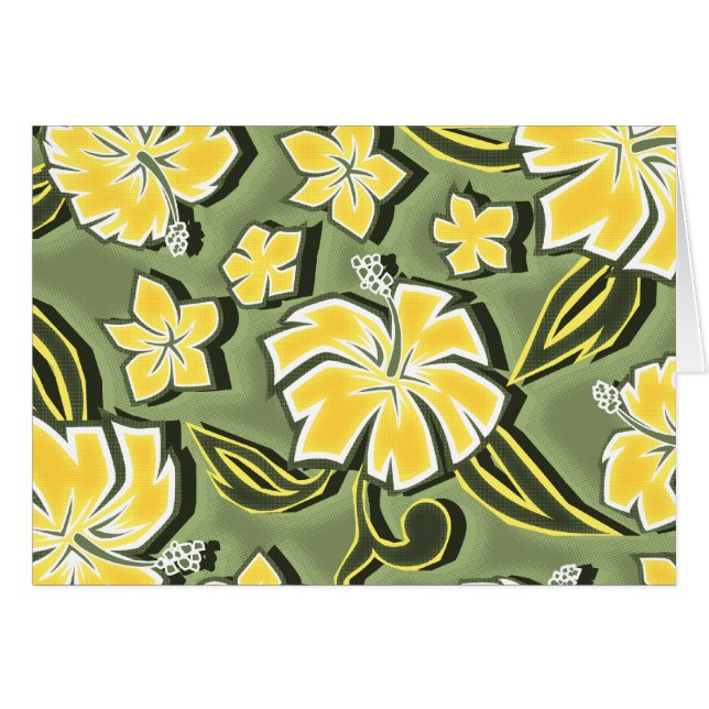 Woodcut Hibiscus Hawaiian (Anverso (Horizontal))