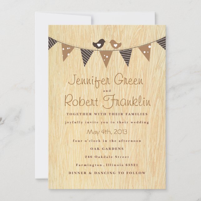 Woodgrain con amor Aves en una invitación a la pan (Anverso)