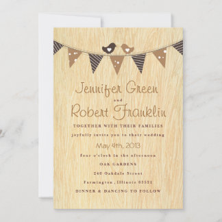 Woodgrain con amor Aves en una invitación a la pan