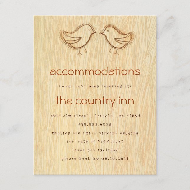 Woodgrain con Aves de Amor Tarjeta de información  (Anverso)