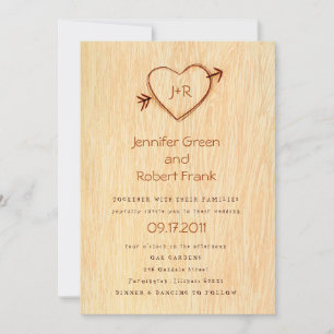 Woodgrain con invitación a la boda del corazón