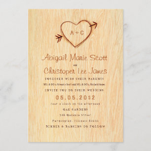 Woodgrain con invitación a la boda del corazón
