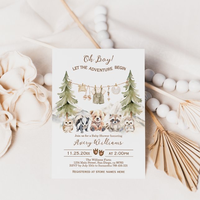 Woodland Adventure Oh Boy Invitación Baby Shower (Subido por el creador)