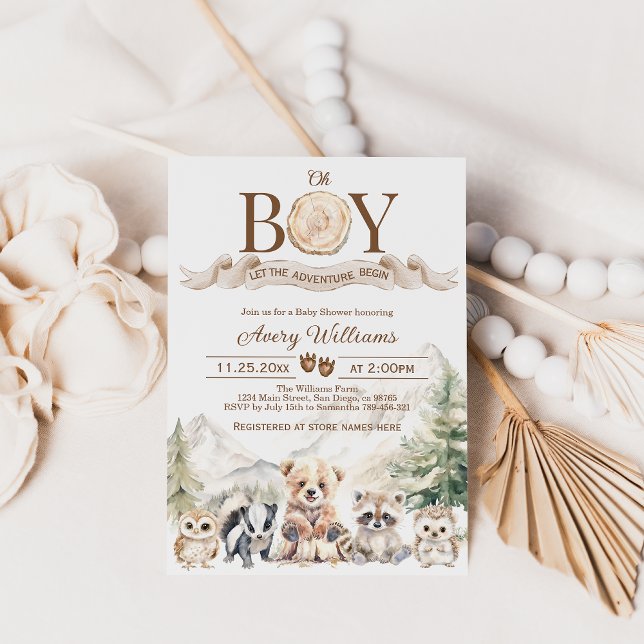 Woodland Adventure Oh Boy Invitación Baby Shower (Subido por el creador)