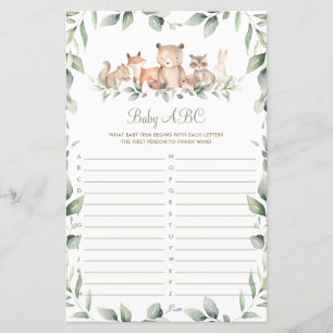 Woodland Animal Greenerenery Shower Baby Tarjeta d