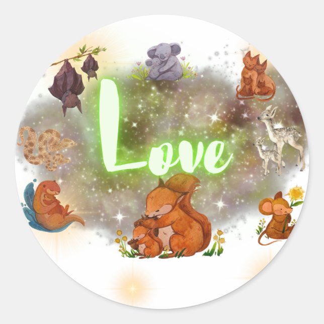 Woodland Animal Love Pegatina (Anverso)