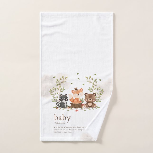 Woodland Animales Nursery Baby Significa (Toalla de mano)
