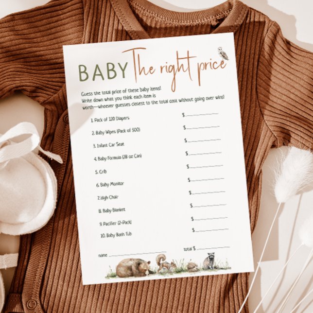 Woodland Animals Baby Shower La Tarjeta De Precio  (Subido por el creador)