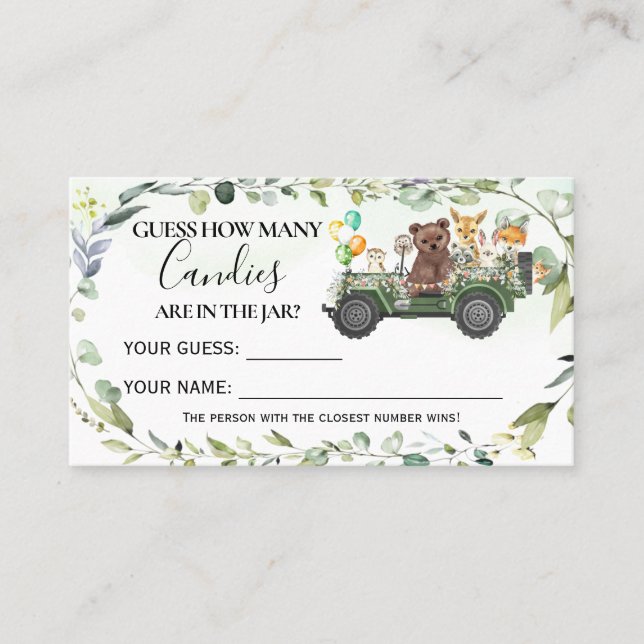 Woodland Animals Cuántas tarjetas de Baby Shower C (Anverso)