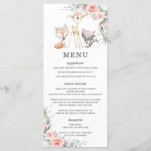 Woodland Animals Rubor Floral Greenery Shower Menu
