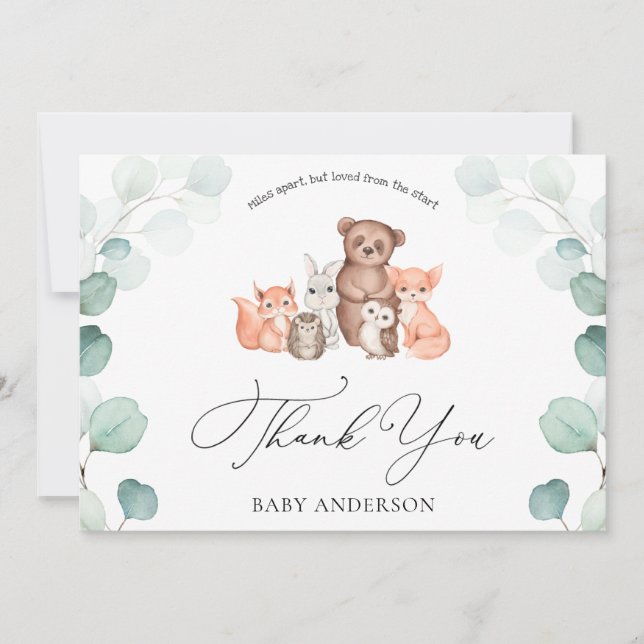 Woodland Animals Shower por correo Gracias postal (Anverso)